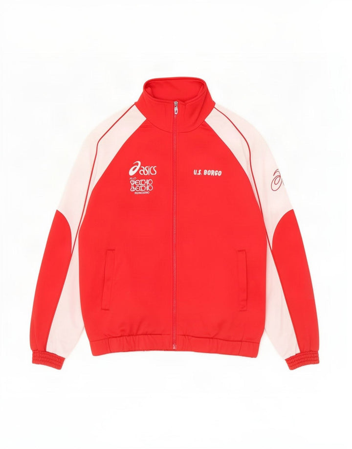 Asics Mens Graphic Tracksuit Top Jaqueta Médio Vermelho Colourblock Poliéster