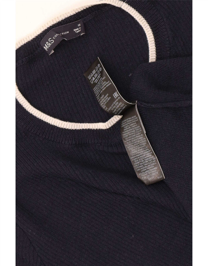 Blusa feminina de manga curta Marks & Spencer Reino Unido 16 grande azul marinho