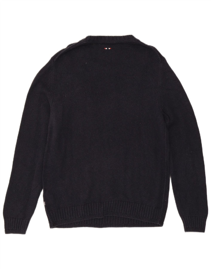 Suéter masculino NAPAPIJRI com gola redonda e grande algodão azul marinho