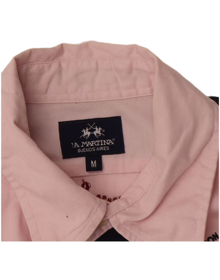 Camisa masculina LA MARTINA algodão colorblock rosa médio