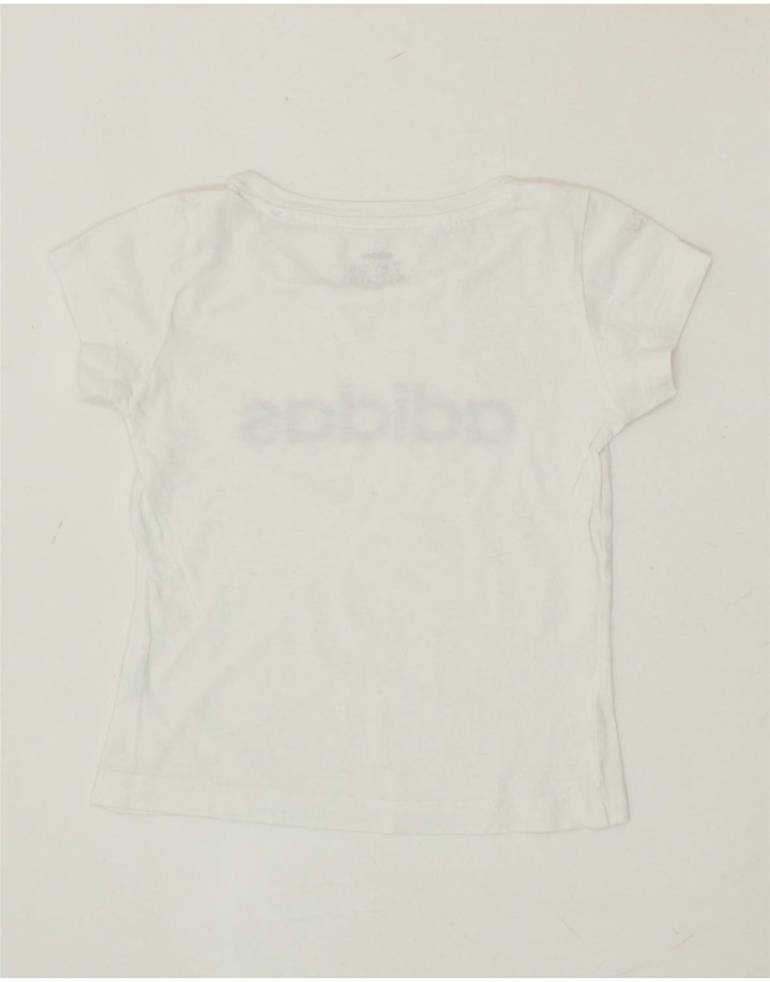 ADIDAS Girls Graphic T-Shirt Top 7-8 Years White Vintage Adidas and Second-Hand Adidas from Messina Hembry 