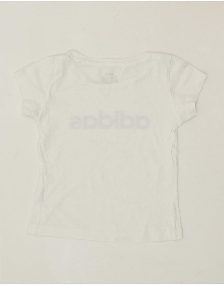 ADIDAS Girls Graphic T-Shirt Top 7-8 Years White Vintage Adidas and Second-Hand Adidas from Messina Hembry 