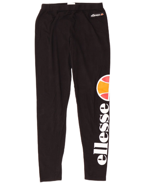 Leggings estampadas femininas ELLESSE UK 12 algodão preto médio