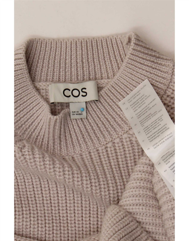 Suéter feminino Cos com gola tartaruga Reino Unido 6 XS lã cinza
