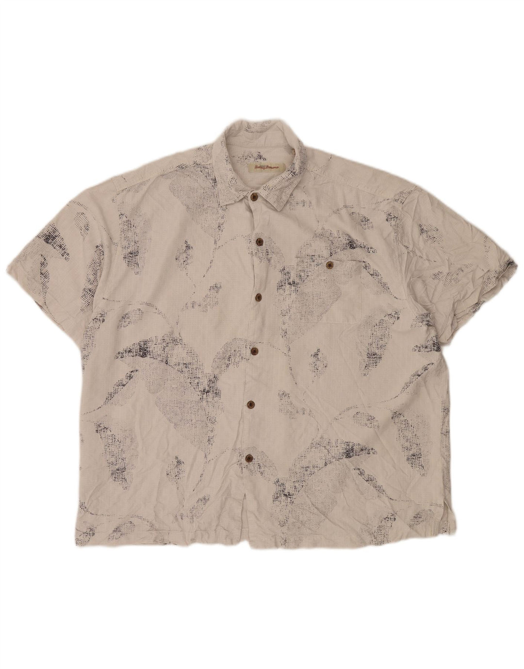 TOMMY BAHAMA Camisa masculina de manga curta 2XL seda floral branca
