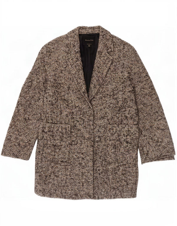 Massimo Dutti Womens 3/4 Sleeve Overcoat EU 38 Small Brown Flecked