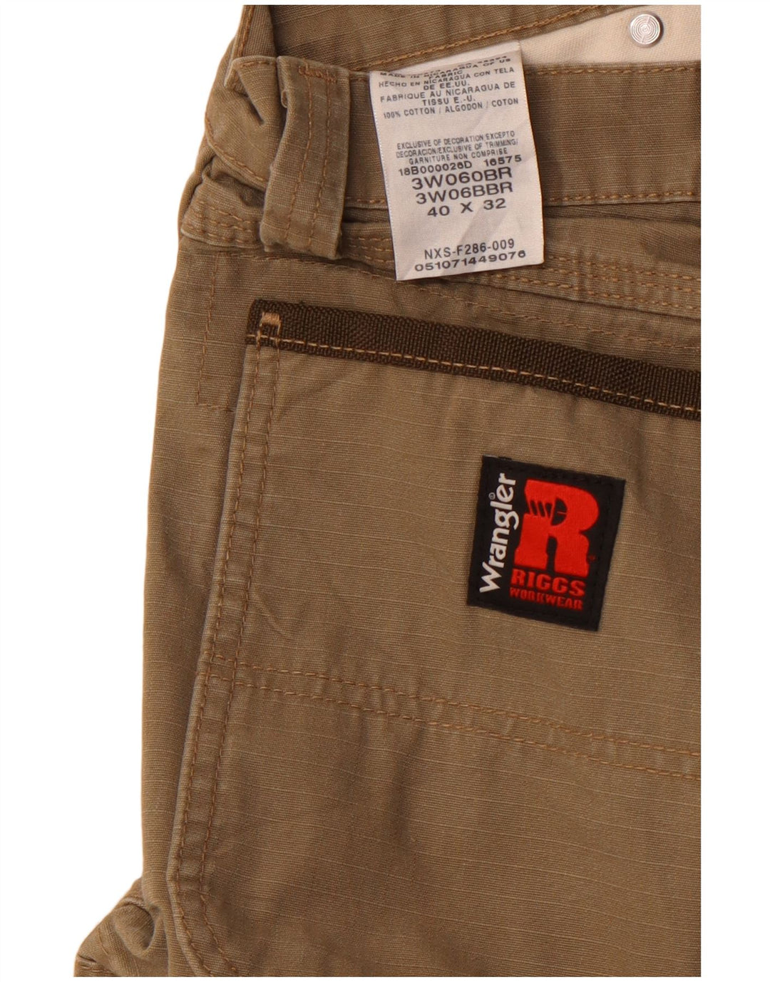Calça cargo reta masculina WRANGLER W40 L32 algodão bege
