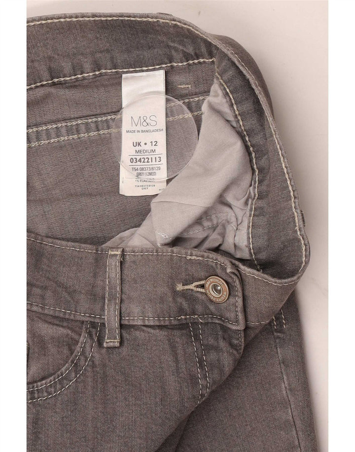 Jeans retos femininos Marks & Spencer Reino Unido 12 médio W30 L28 algodão cinza