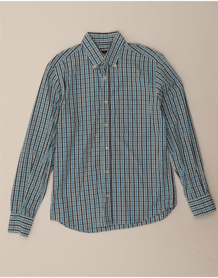 Camisa masculina Sergio Tacchini algodão xadrez azul médio