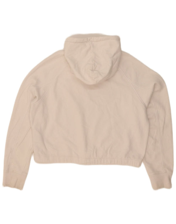 Fila Womens Crop Oversized Hoodie Jumper UK 6 XS Algodão Branco