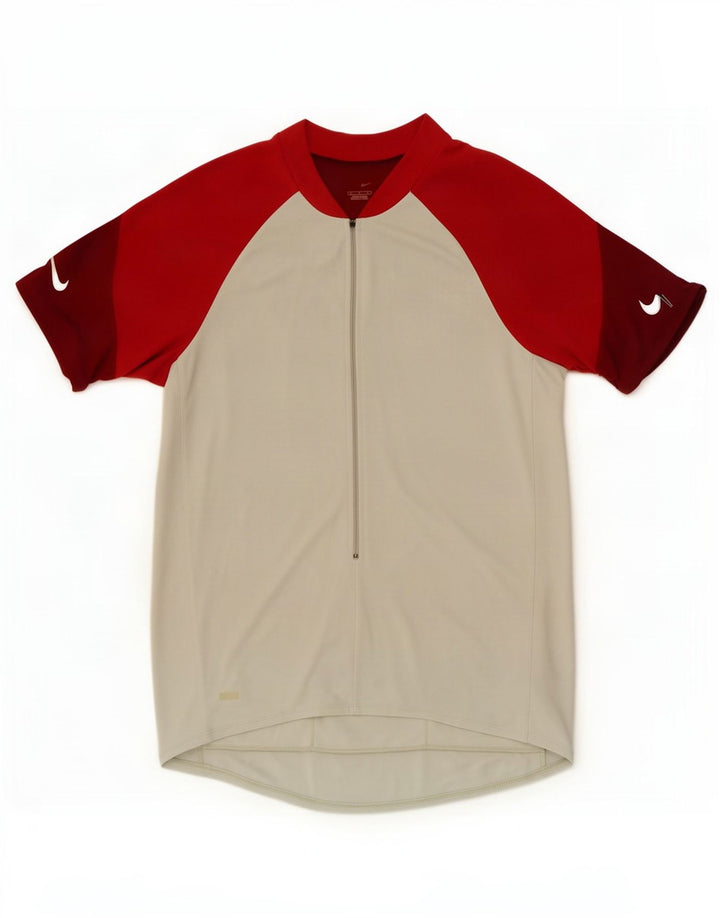 Camiseta masculina Nike com zíper e gola alta em poliéster cinza grande