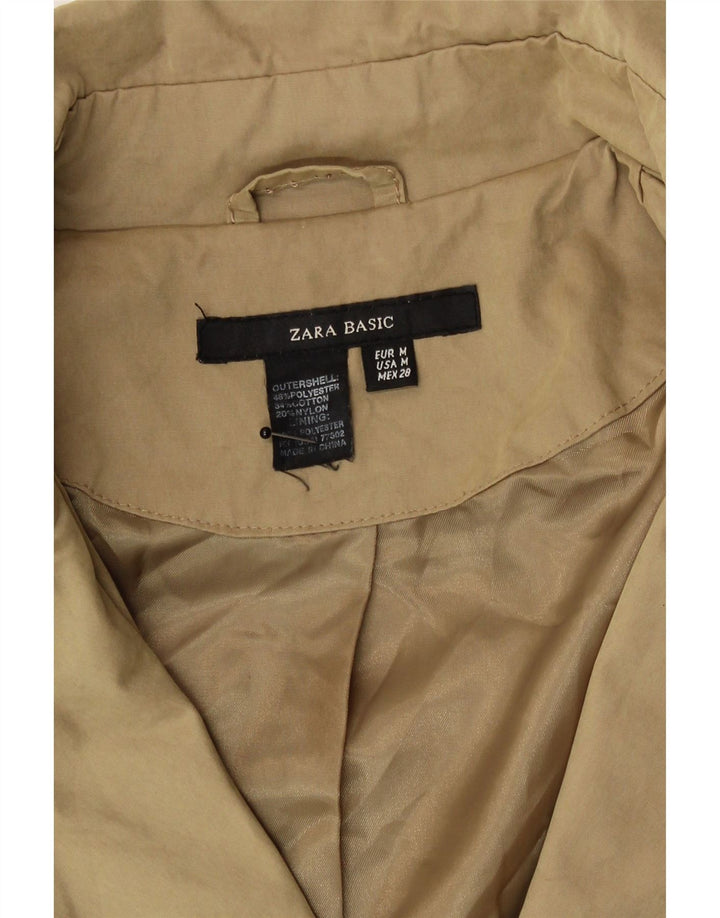 Zara Womens Trench Coat UK 14 Algodão Bege Médio