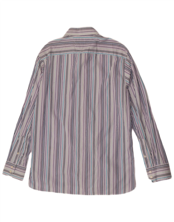 Camisa masculina Tommy Hilfiger grande algodão listrado azul