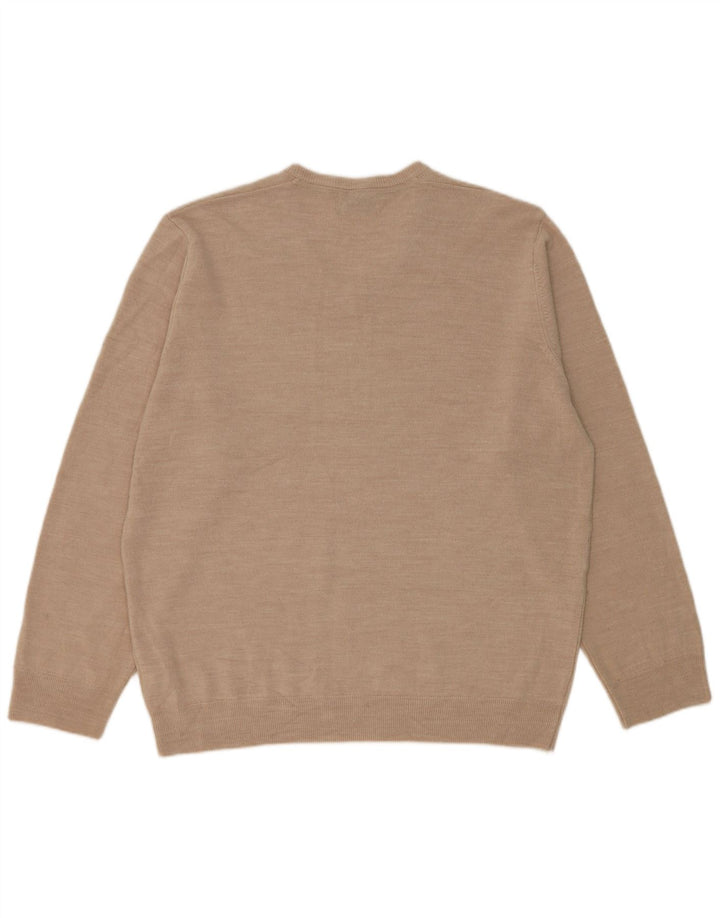Suéter masculino Marks & Spencer com ajuste regular e decote em V 2XL acrílico bege