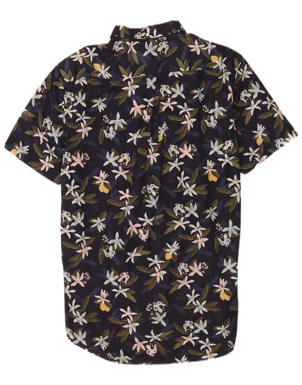 Gant Camisa masculina de manga curta tamanho 39/40 15 3/4Médio Azul Floral