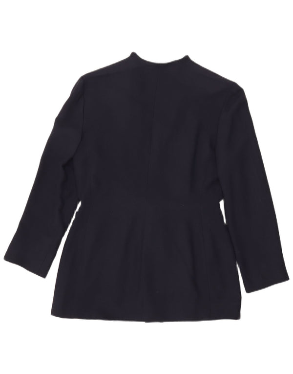 Jaqueta blazer feminina vintage com 3 botões IT 46 grande acetato azul marinho