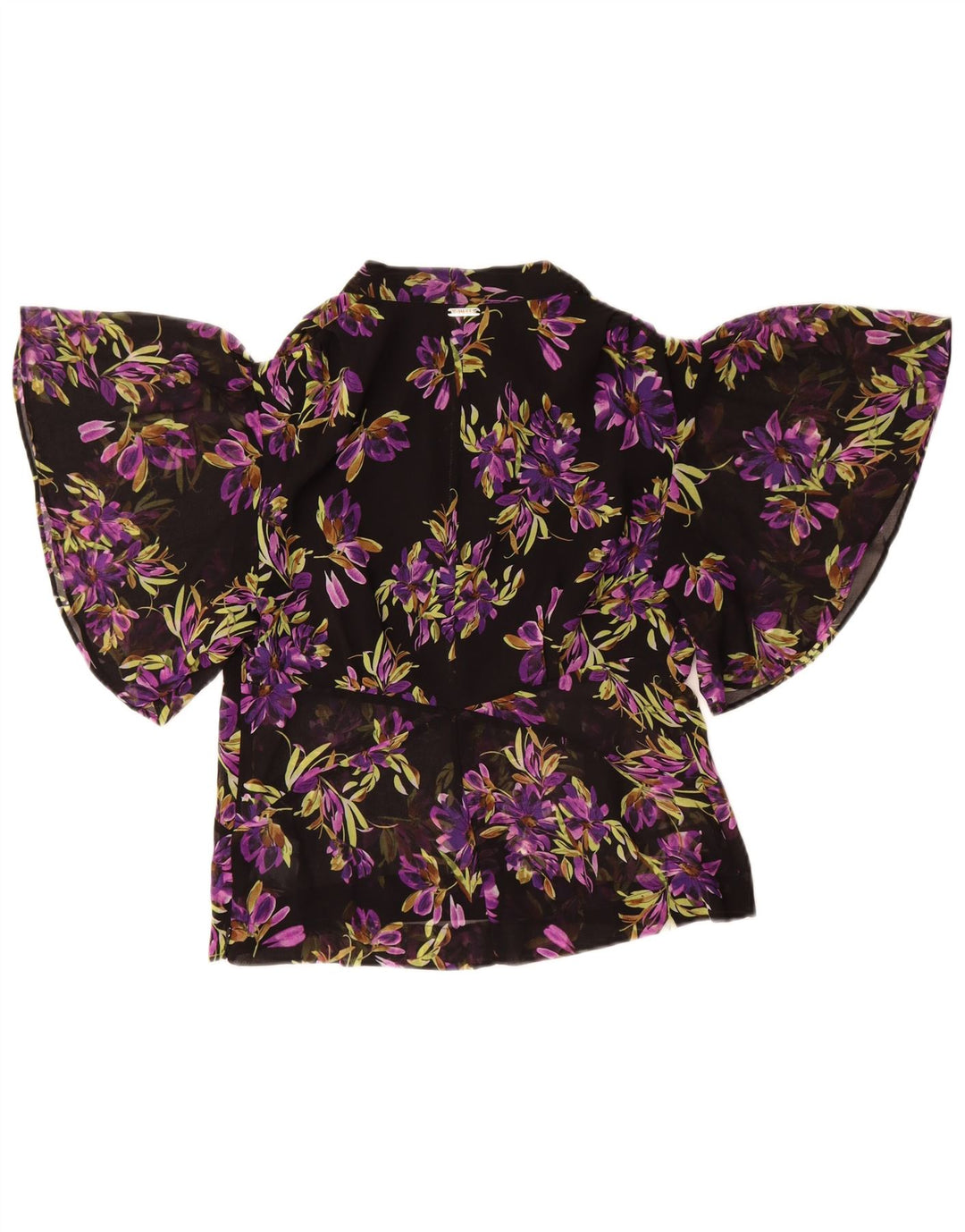 Blusa feminina Guess Batwing UK 8 pequena preta floral poliéster