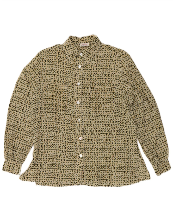 Camisa feminina CHERIE UK 16 grande verde geométrica