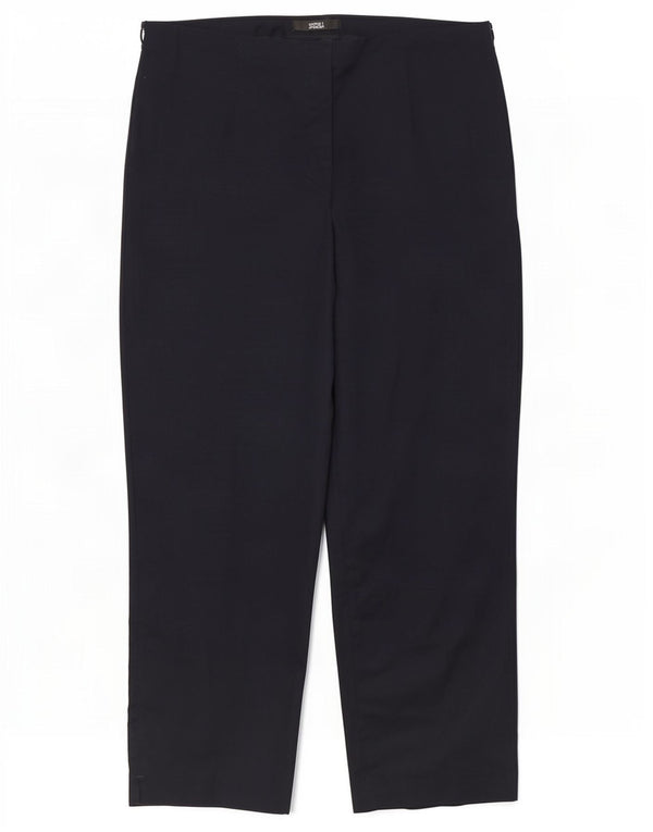 Calças cortadas femininas Marks & Spencer UK 12 médio W32 L24 azul marinho