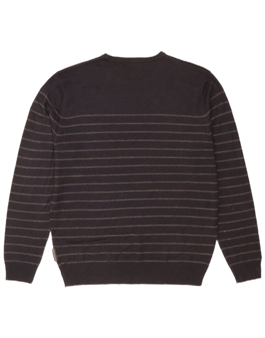 Suéter masculino com gola redonda French Connection grande acrílico listrado preto