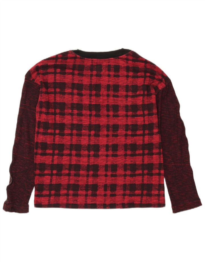 Zara Womens Trafaluc Top Manga Longa Reino Unido 10 Pequeno Xadrez Vermelho