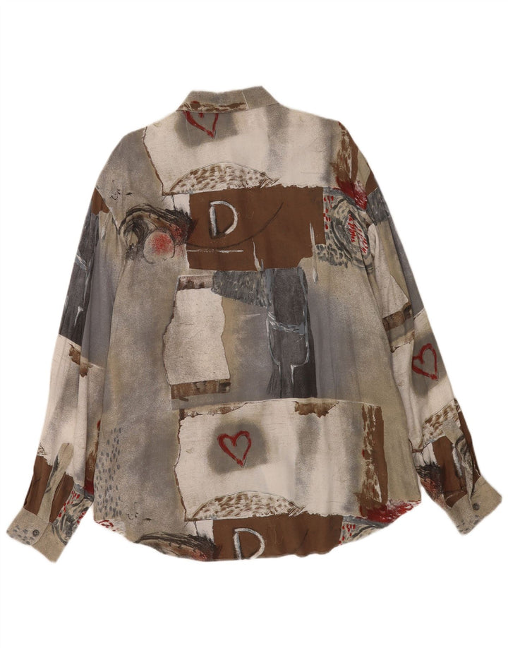 Camisa masculina Criver com estampa abstrata grande viscose multicolorida