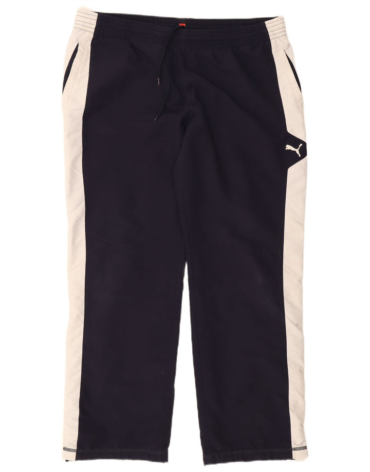 Calça de treino masculina Puma grande bloco colorido azul marinho