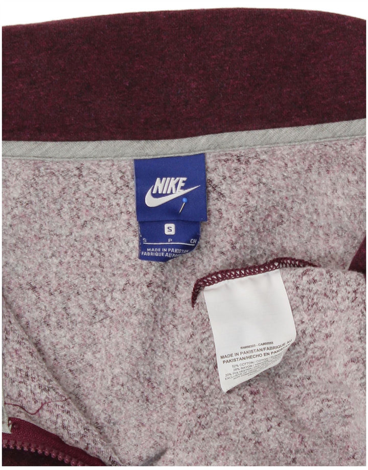 NIKE Womens Tracksuit Top Jacket UK 10 Pequeno Borgonha Algodão