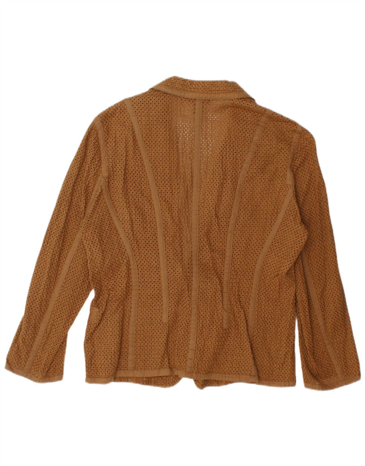 Cardigan feminino transparente DKNY EUA 10 algodão marrom grande