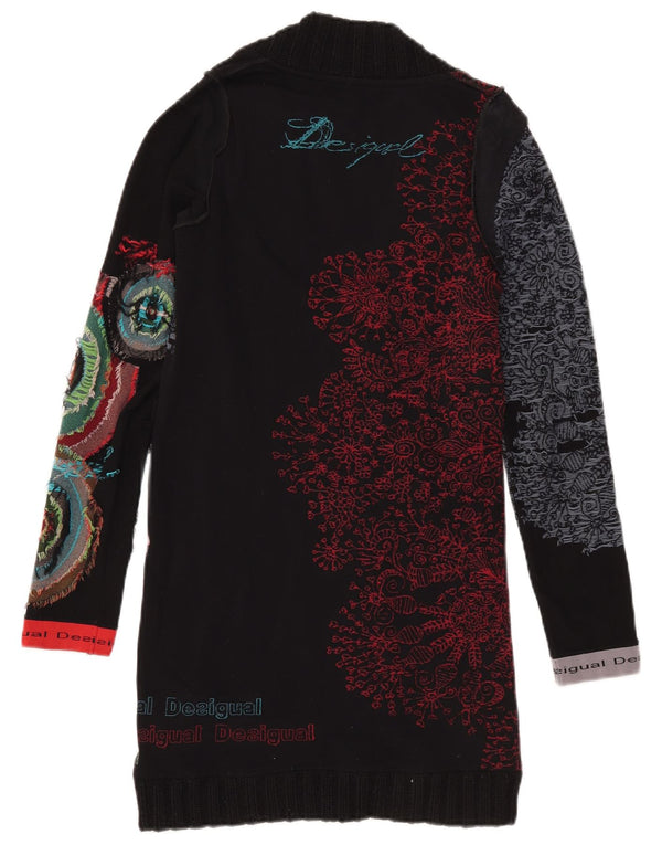 Desigual Vestido feminino de manga comprida com estampa gráfica UK 12 médio preto floral