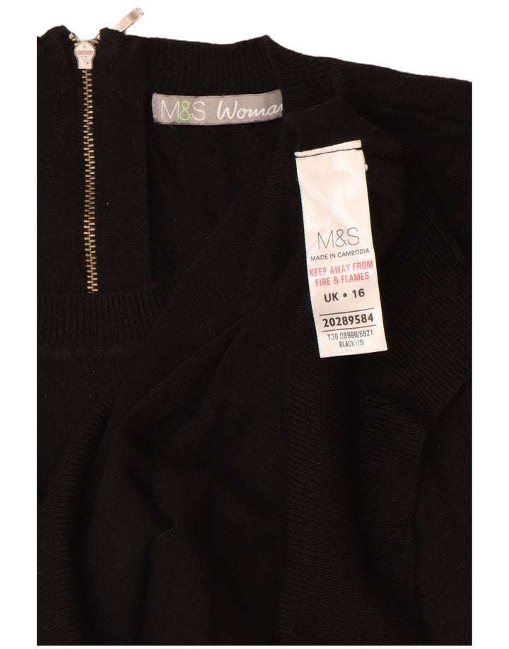 Suéter feminino MARKS & SPENCER com gola redonda Reino Unido 16 grande preto