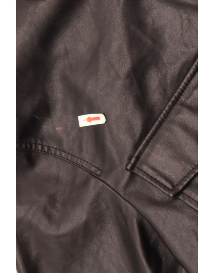 Camisa feminina de couro sintético Zara Reino Unido 14 poliéster preto médio