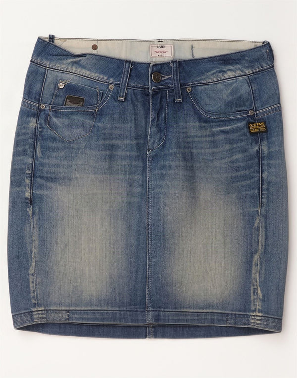 Saia jeans feminina G-Star W26 pequeno algodão azul
