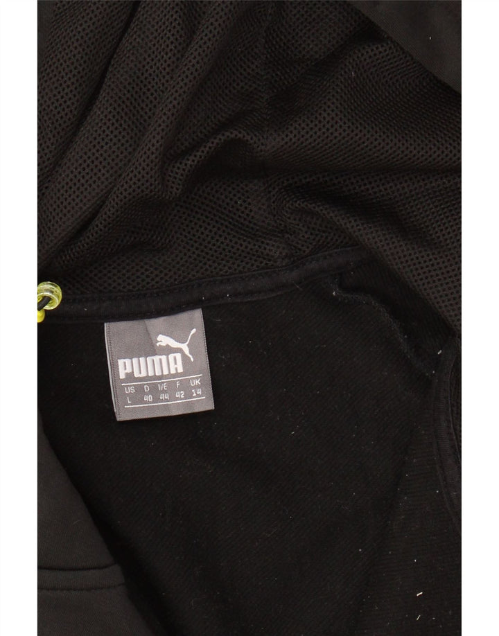 Suéter PUMA feminino com capuz e zíper UK 14 médio preto
