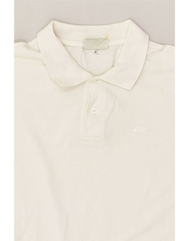 ASICS Mens Polo Shirt Large White Cotton | Vintage Asics | Thrift | Second-Hand Asics | Used Clothing | Messina Hembry 