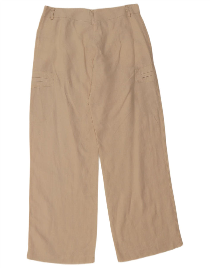 Calça cargo feminina vintage reta IT 46 grande W32 L32 linho bege