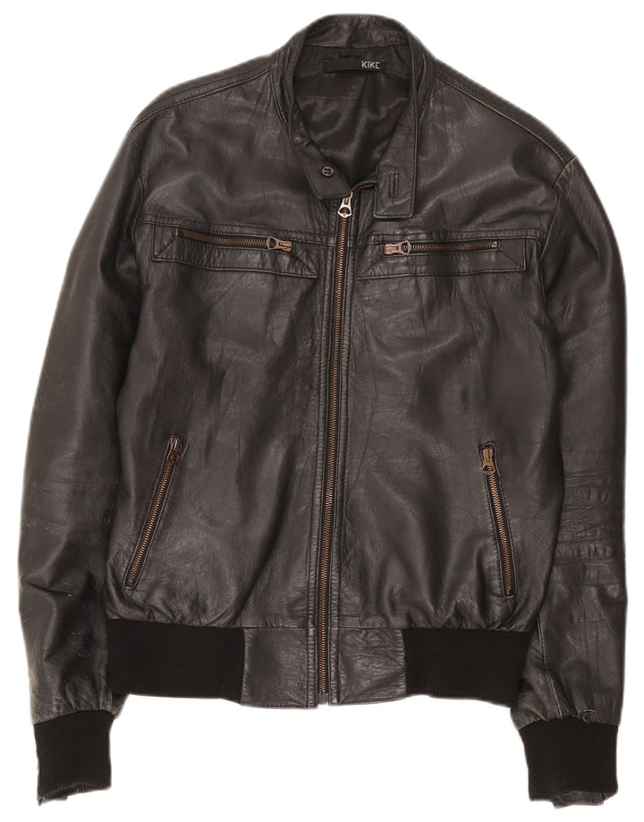 Jaqueta de couro masculina Kikc UK 38 média preta