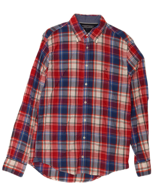 Camisa masculina Tommy Hilfiger New York Fit pequena xadrez multicolorida de algodão