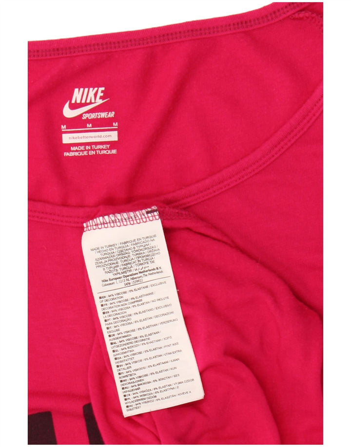 Top gráfico feminino Nike manga comprida UK 14 médio rosa viscose