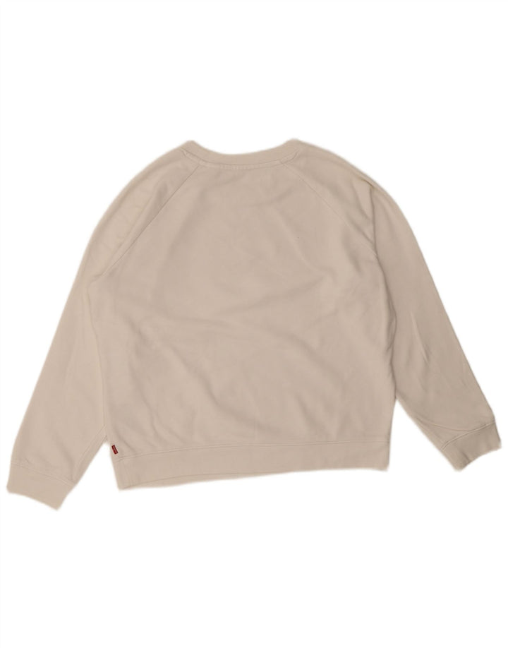 Levi's feminino gráfico oversized moletom jumper UK 6 XS algodão branco