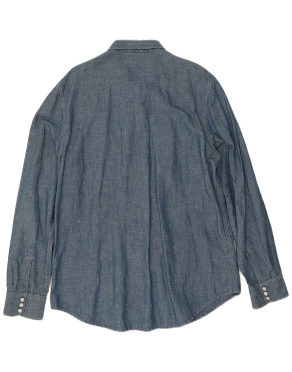 Camisa masculina Levi's Western Slim Fit XL azul algodão