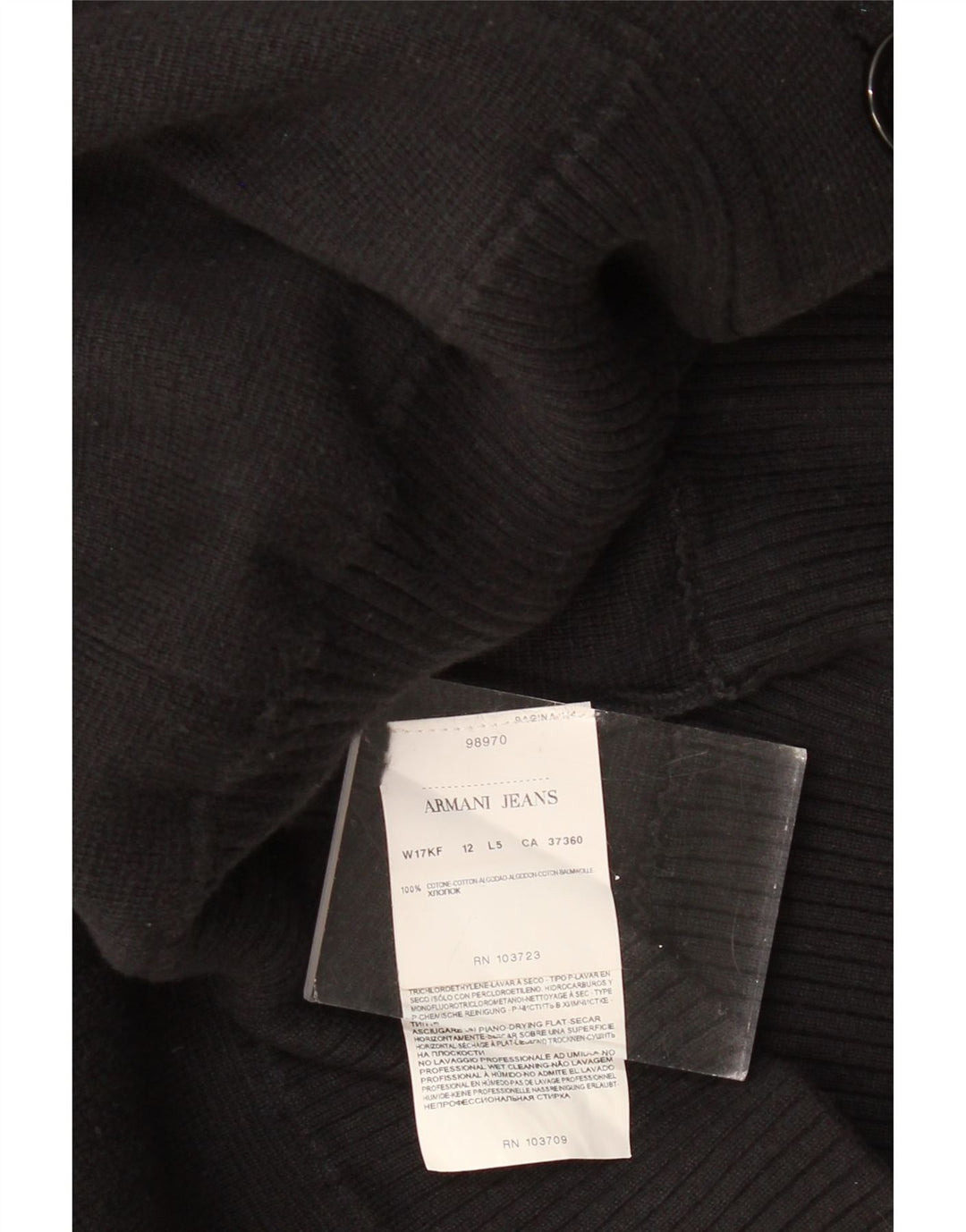 Suéter cardigã feminino ARMANI JEANS Reino Unido 12 algodão preto médio