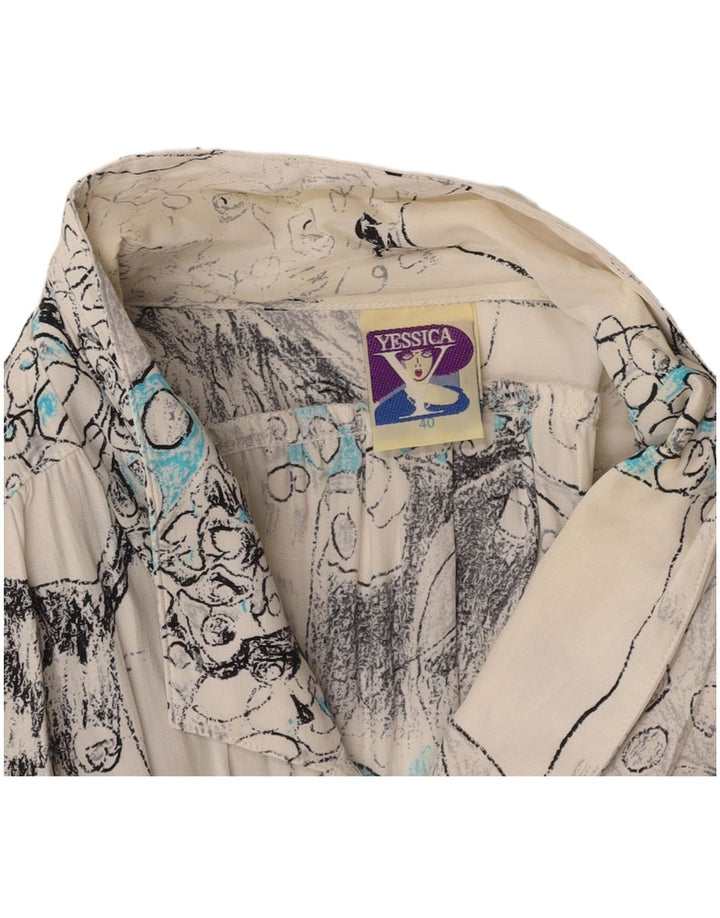 YESSICA Vestido feminino oversized com estampa abstrata evasê UE 40 médio branco