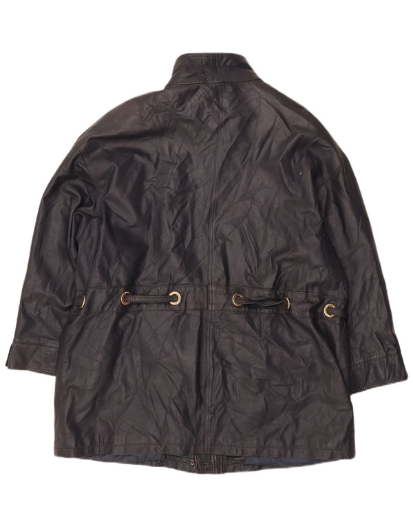 Jaqueta de couro feminina PER ME UK 22 2XL couro preto