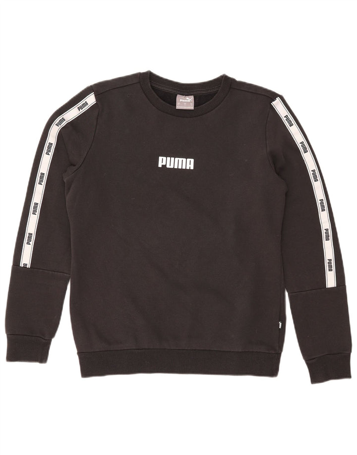 PUMA feminino gráfico moletom jumper UK 10 pequeno preto
