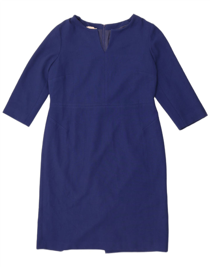 Vestido feminino Hobbs manga 3/4 com bainha UK 16 grande azul poliéster