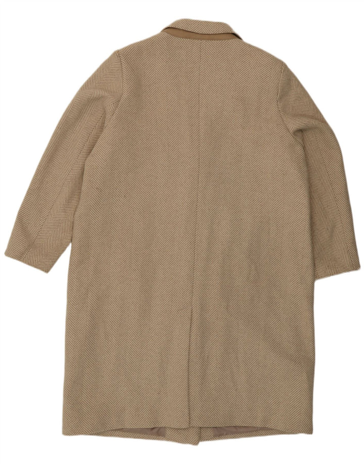 Sobretudo feminino Marks & Spencer UK 22 3XL poliéster espinha de peixe bege