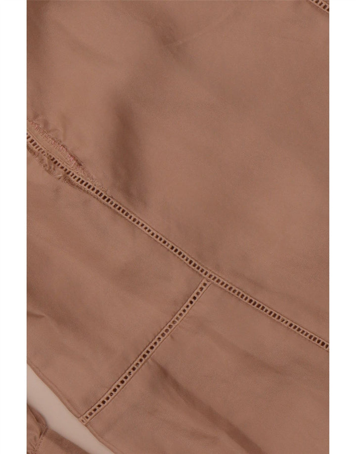 Blusa feminina JIGSAW manga 3/4 Reino Unido 10 pequena seda bege