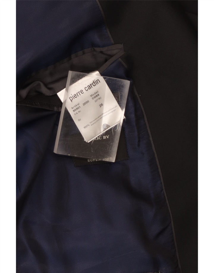 Jaqueta blazer masculina Pierre Cardin com 1 botão Reino Unido 40 grande lã virgem preta