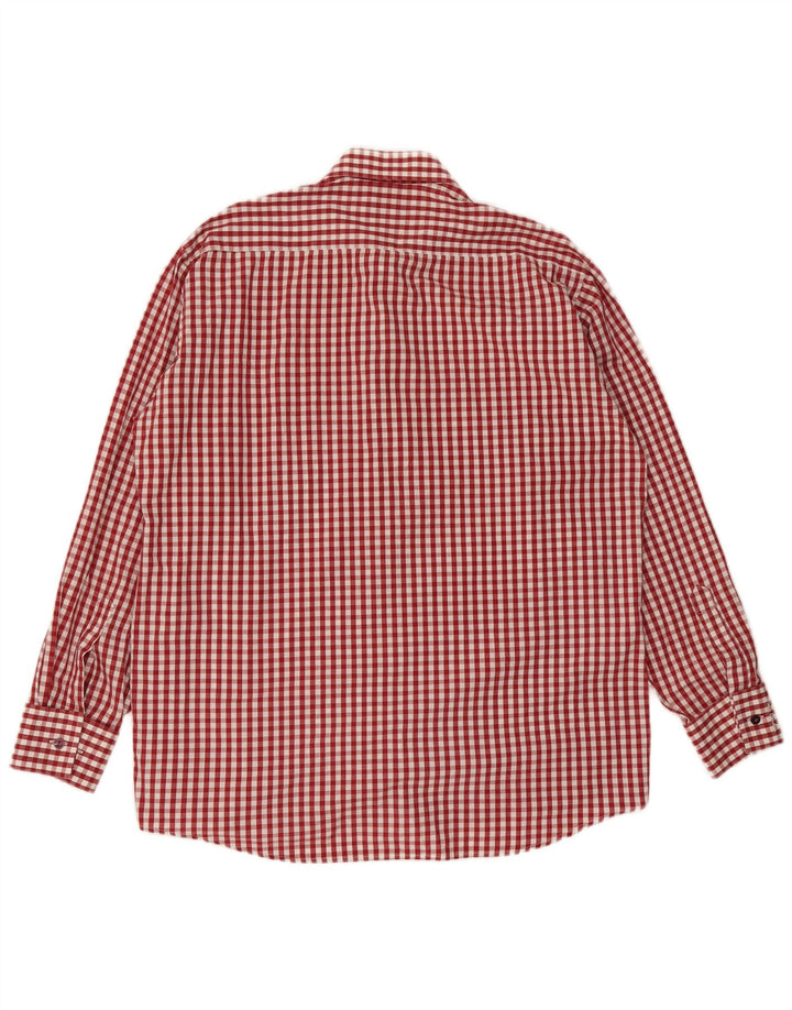 Camisa masculina Pierre Cardin tamanho 41 16 grande algodão vermelho guingão